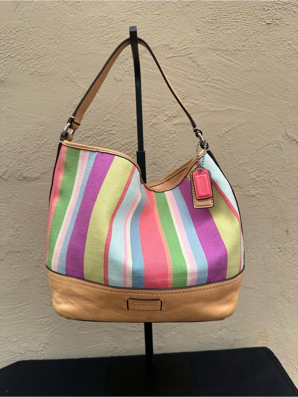 🍭Y2K Coach Hamptons Legacy Striped Canvas Hand Bag 🍭